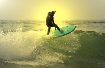 sunset surfer - obrazy, fototapety, plakaty