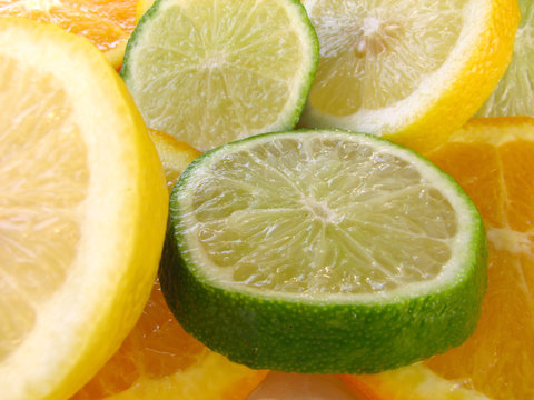 limon, lime, and an orange