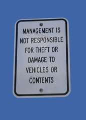 management is not responsible for theft