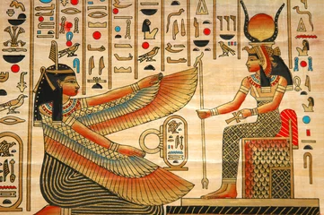 Papier Peint photo Lavable Egypte papyrus avec des éléments de l& 39 histoire ancienne égyptienne