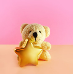 christmas postcard with teddy bear