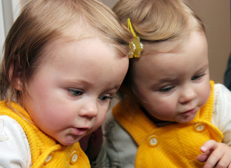 child behind mirror