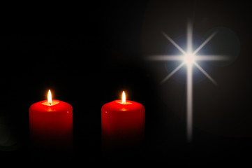 christmas candles with star