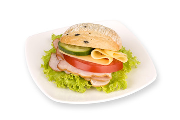 sandwich on white plate