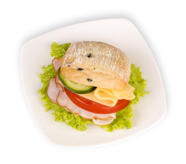 sandwich on white plate