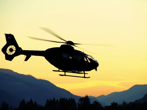 helicopter sunset