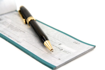 cheque with pen