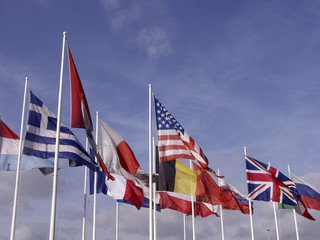 flags of europe and the united states of america - obrazy, fototapety, plakaty
