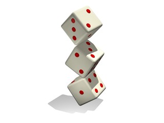 d&eacute;s &agrave; jouer rouges en &eacute;quilibre