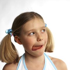 girl cleaning her lips with her tongue