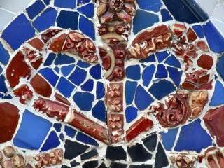 red and blue old colorful mosaic