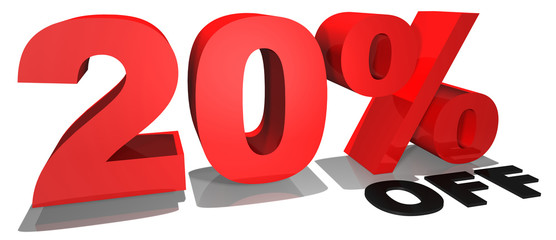 20% off 3d text