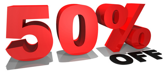 50% off 3d text