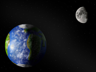 Obraz na płótnie Canvas earth & moon