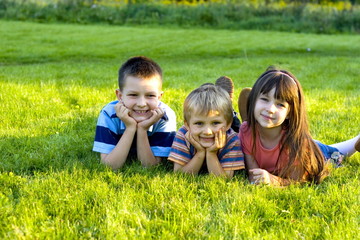 children on a meadow