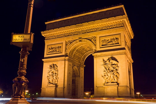 Fototapeta arc de triomphe and street plate