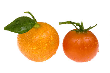 orange fruit and red vegetable
