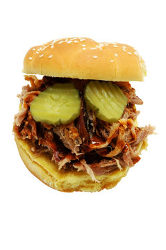 barbecue sandwich with dill pickles