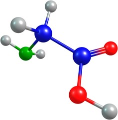 the 3d-rendered colorified molecule of glycine