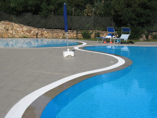 by the pool