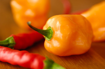 habanero and cayenne peppers