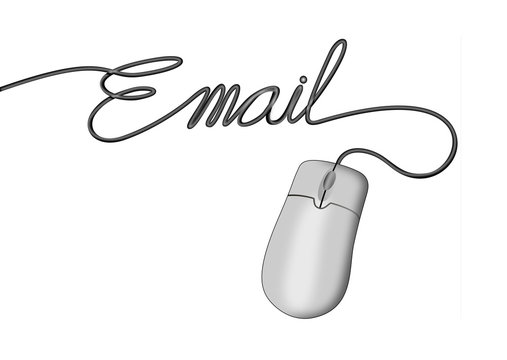 computer mouse with e-mail wording