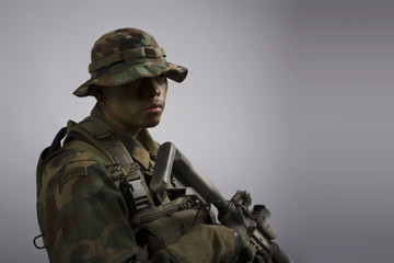army soldier looking