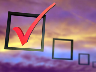 check boxes list on sunset sky