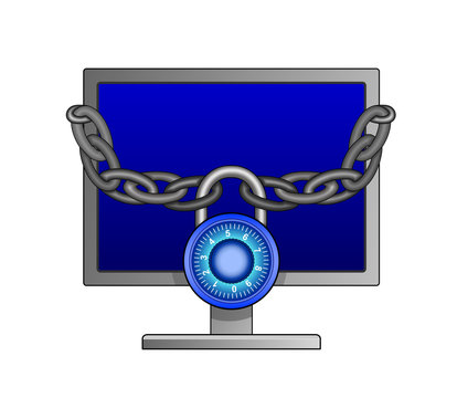 computer screen with padlock