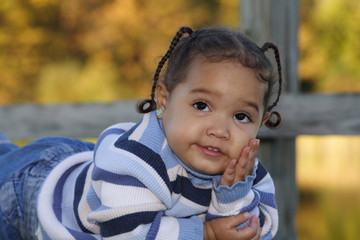 a portrait of a smiling girl