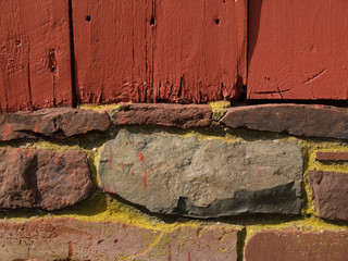 painted boards & stonework detail