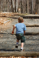 little boy running