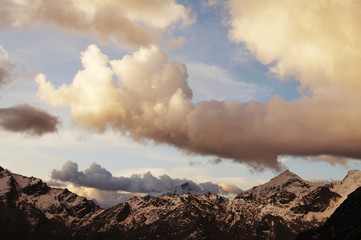 clouds in the mountains