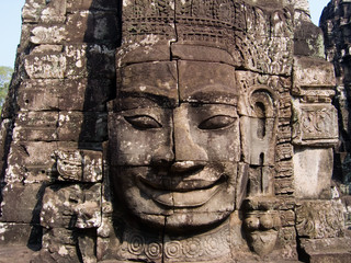 face carving on tower