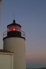 turret on bass harbor lighthouse with red glow len