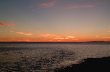 beautiful sunset off the coast of maine