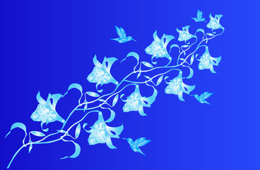 floral background - blue orchid - illustration