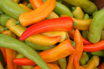 brightly colored peppers