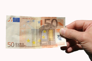 hand holding 50 euros