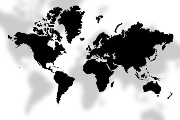 world map with shadow