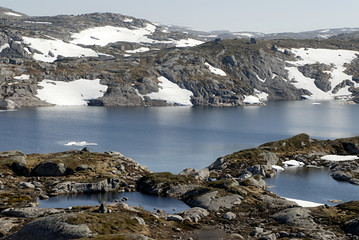 mountain lake and permafrost