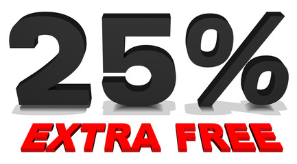 25% extra free 3d text