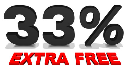 33% extra free 3d text