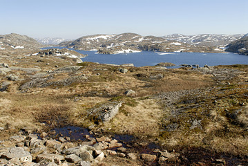 mountain lake and permafrost