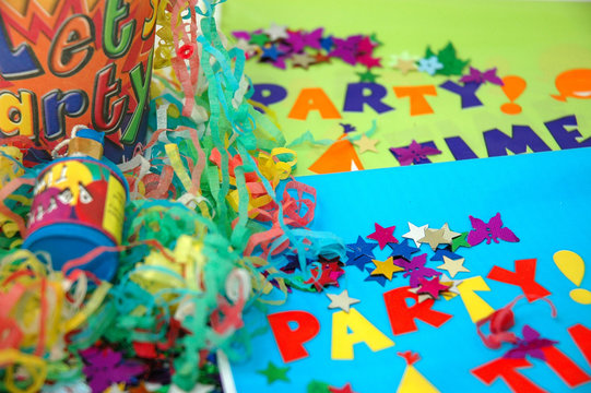 party time banners and paper party cups