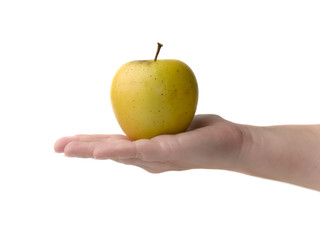 hand and apple