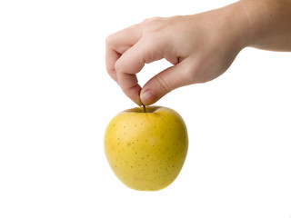 hand and apple