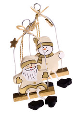 traditional christmas toys snowman and santa claus