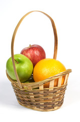 basket with fruit.