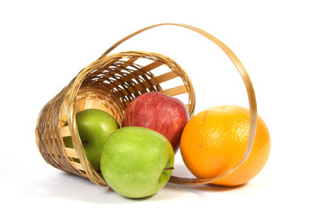 basket with fruit.